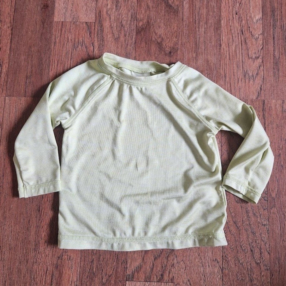 Old Navy Baby Rash Guard Swim Shirt Long Sleeve Lime Green 3-6 Months 486
